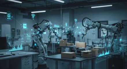 Automated Robotic System in Smart Factory AI Powered Manufacturing Process Industry 4 0