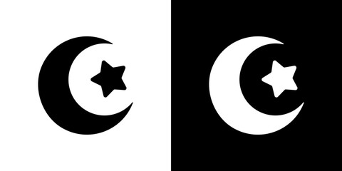 Star and crescent icon Vector in flat style. Collection silhouettes © Zrobac
