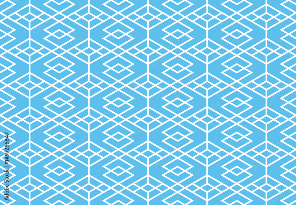 Poster The geometric pattern with lines. Seamless vector background. White and blue texture. Graphic modern pattern. Simple lattice graphic design