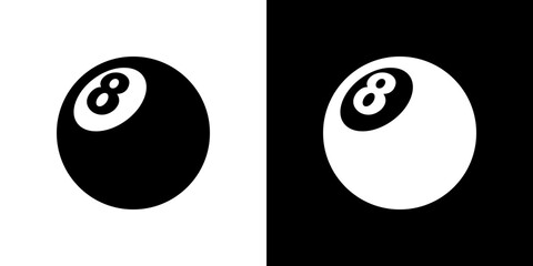 Pool 8 ball icon Vector in flat style. Collection silhouettes