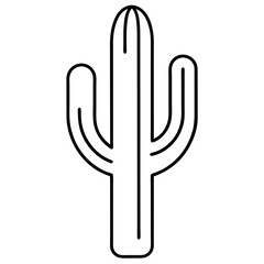 Saguaro cactus line art icon on white background.