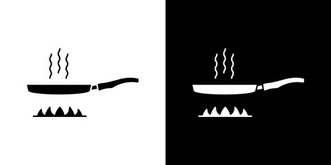 Pan frying icon Vector in flat style. Collection silhouettes
