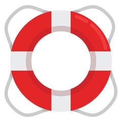 Lifebuoy icon in flat style isolated on white background.