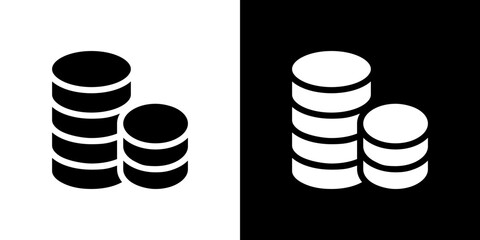 Money coin icon Vector in flat style. Collection silhouettes