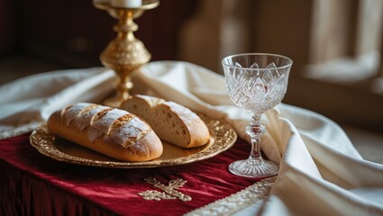 Fototapeta premium Sacraments involving bread and wine for communion