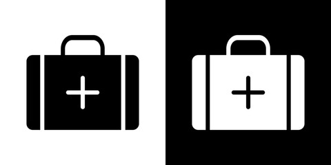 Medical aid kit icon Vector in flat style. Collection silhouettes
