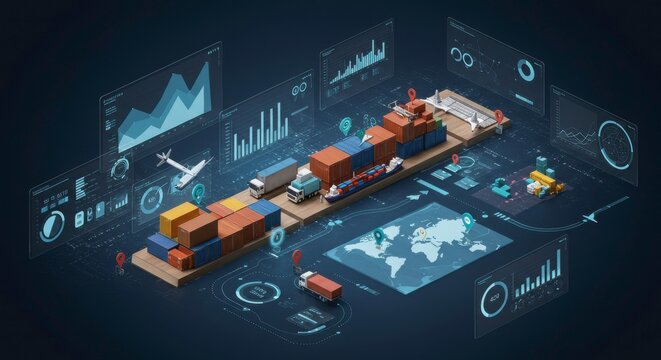 Global Logistics Network Smart Cargo Tracking and Management System Visualization
