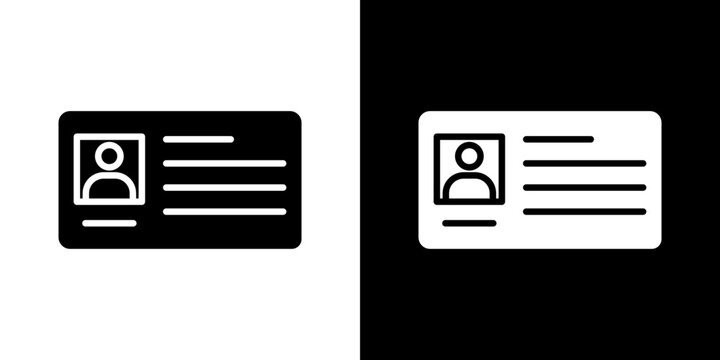 Identity card icon Vector in flat style. Collection silhouettes