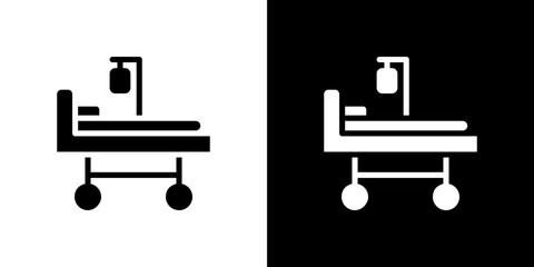 Hospital bed icon Vector in flat style. Collection silhouettes