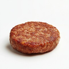 Cooked burger patty isolated on white background