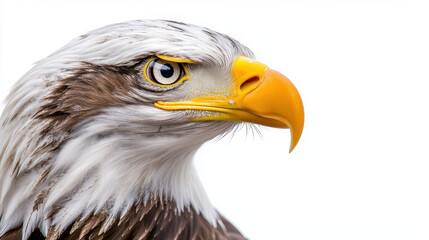 Obraz premium Majestic eagle with sharp beak and intense gaze, showcasing its powerful features and striking plumage