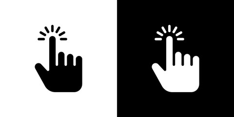 Hand click icon Vector in flat style. Collection silhouettes