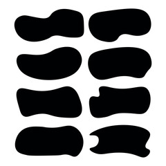 Abstract black spots with rounded edges. Vector shapes for headlines, logos, and creative design