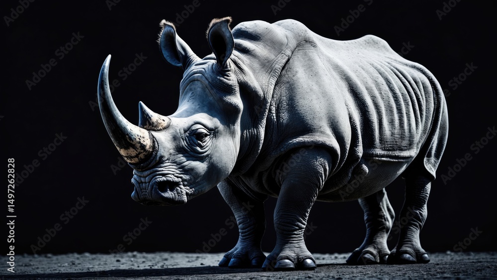 Poster formidable mighty rhino moving in the background