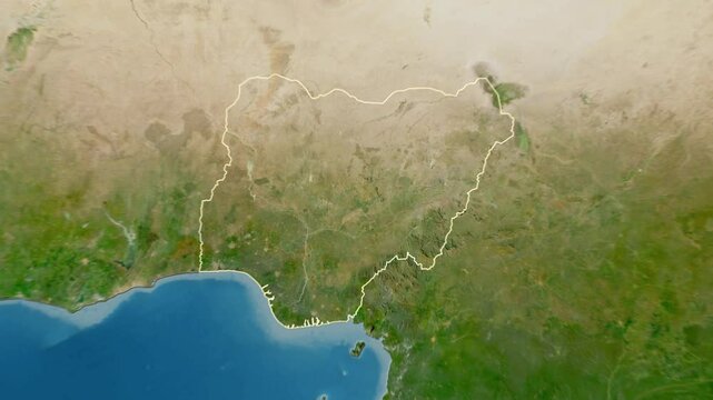 Nigeria map - solid. Border. 
