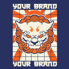 Hand Drawn Foo Dog Illustration Stock Vector	
