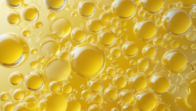 Bubbles in cooking oil background. Idea and theme of fat.