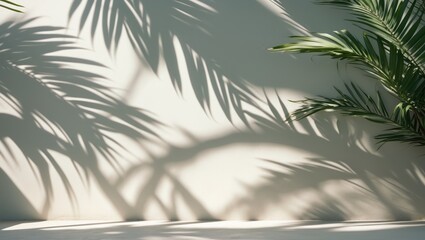 Background featuring palm leaves shadows on a wall.