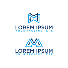 Naklejka premium Modern Technology Monogram Logo Design with Circuit Line Concept for Tech Company and Digital Branding