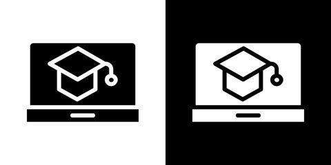 E-learning icon Vector in flat style. Collection silhouettes