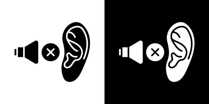 Ear deaf icon Vector in flat style. Collection silhouettes