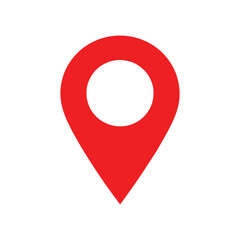 Simple Red Location Pin Icon on White Background. location icon on white background