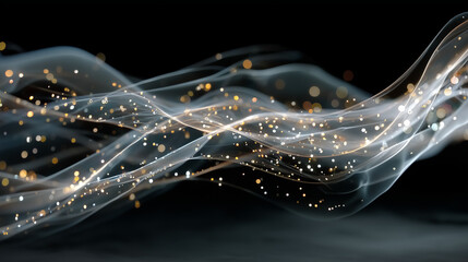 Abstract AI Data Visualization With Particle Trails Processing Information