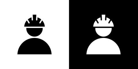 Construction worker icon Vector in flat style. Collection silhouettes