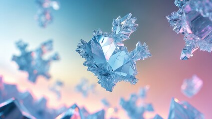Bright backdrop featuring crystals from melted snow