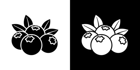 Blueberries icon Vector in flat style. Collection silhouettes
