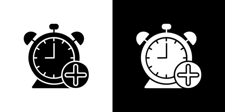Alarm plus icon Vector in flat style. Collection silhouettes