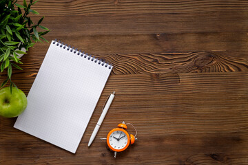 Student stationery with school supplies. Back to school concept