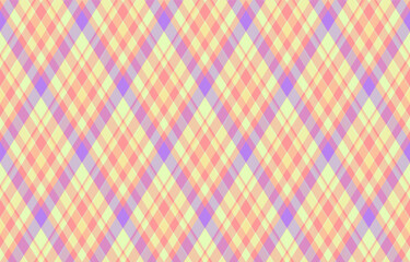 Fototapeta premium Argyle pattern of geometric rhombus. Harlequin check wallpaper design. Classic diamond shaped textile material for web background, print fabric clothing, sweater, wrapping paper, gift card, invitation