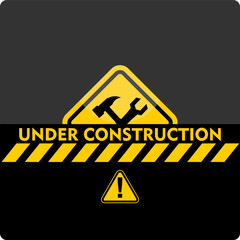 under construction, board and sign vector
