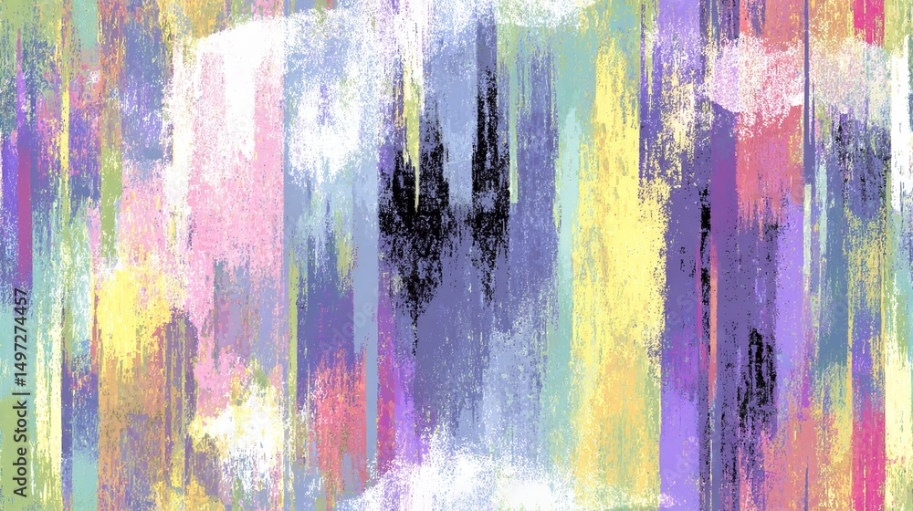 Poster pastel hologram strips and glitch sparkles create an abstract seamless tiled pattern with a cute cyb