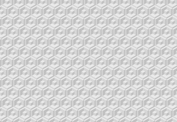Elegant geometric pattern featuring a repeating motif of subtly textured, threedimensional cubes in a hexagonal arrangement.