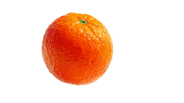 Fresh orange on a white isolated background, showcasing vibrant color and texture, ideal for health and nutrition visuals.