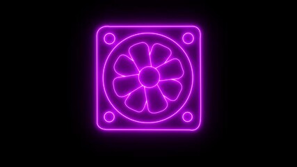   motion graphic animation A dynamic neon air colur . The glowing neon  fan icon pulses with vibrant colors in the animation. The neon colur icon red color animation. - Powered by Adobe