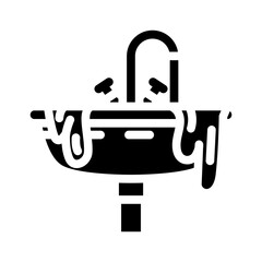 overflowing sink glyph icon vector illustration