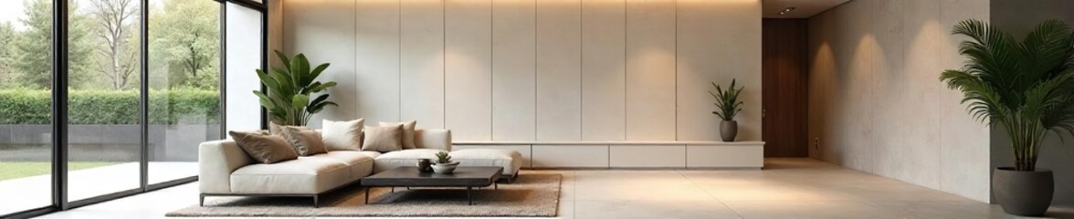 Modern minimalist interior design featuring a sleek, integrated indoor panel system  The panel offers clean lines and a sophisticated aesthetic for contemporary spaces ,  texture,  modern