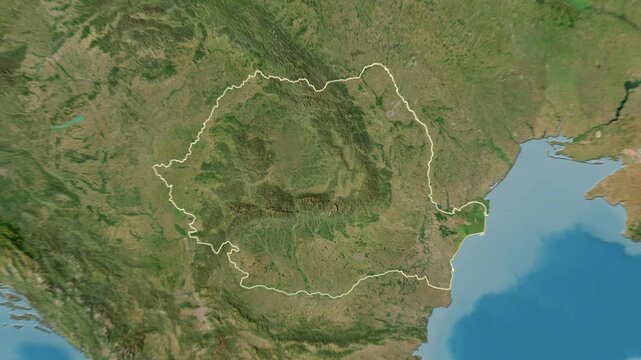 Romania map - solid. Border. 