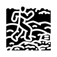 mountain trail running outdoor fitness glyph icon vector illustration
