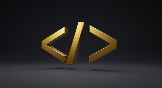 Gold Code Symbol on Dark Background