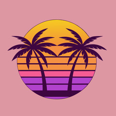 vector illustration of a tropical beach