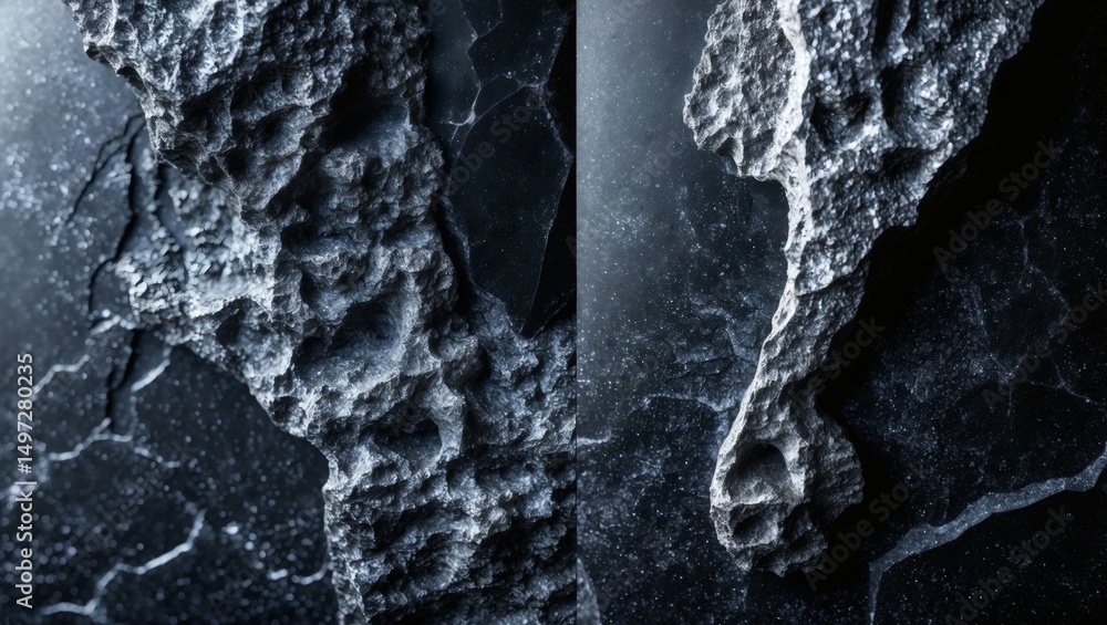 Aufkleber a captivating macro shot of cracked rock, showcasing intricate patterns and rugged textures. the sto