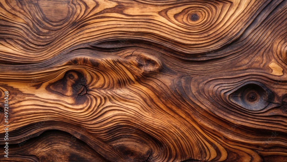 Poster macro shot of natural wood with interesting patterns and textures
