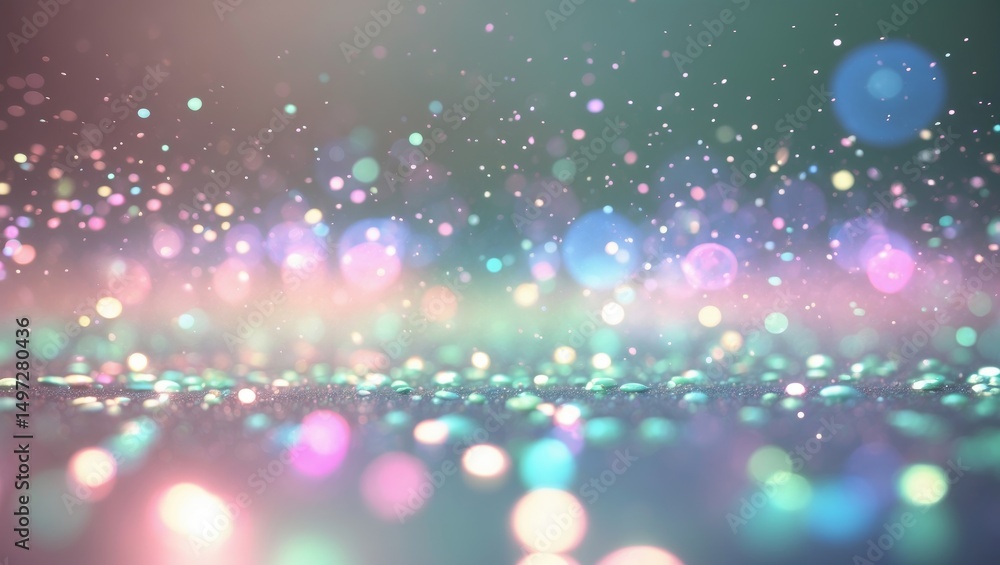 Poster bokeh effect on a silver background with vibrant highlights.