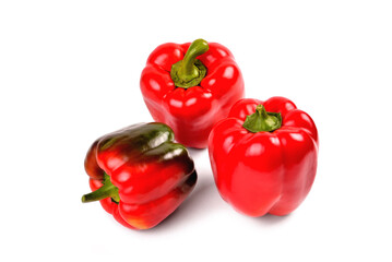 Red bell pepper natural on white background, close-up