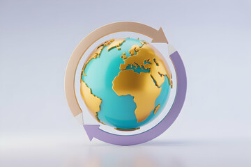 Global Sustainability Concept with Rotating Arrows Around Earth