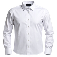 Crisp White Men's Long Sleeve Dress Shirt Isolated on Transparent Background, PNG